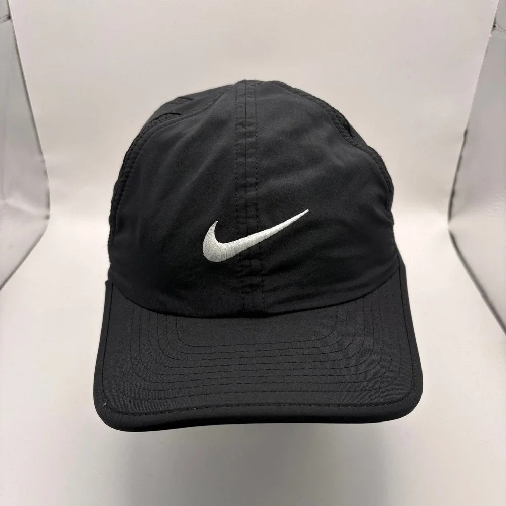 Nike‎ Featherlight Dri-FIT Running Hat Black Adjustable Performance Cap One Size